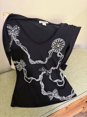 Black House White Market Embellished Beaded Bow & Chain Top